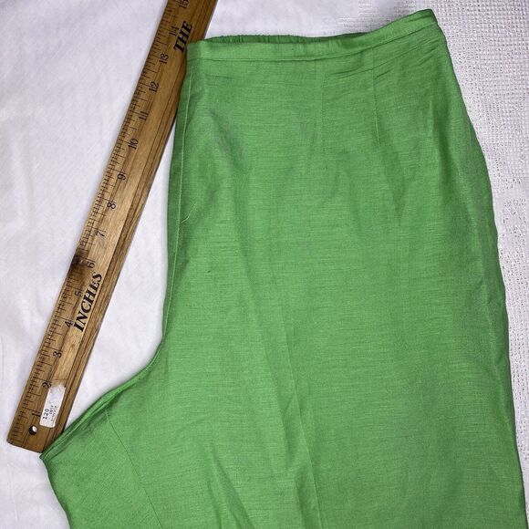Linen Blend Pants Cropped High Waist Tapered Leg Green Womens 18 Petite 18P - Picture 4 of 5